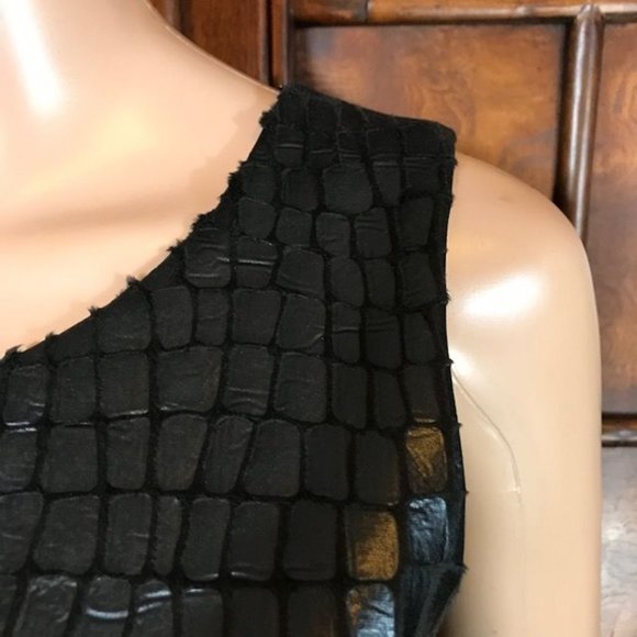 Anne Klein Paris Stroll Croc Embossed Faux Leather Dress - Picture 6 of 14